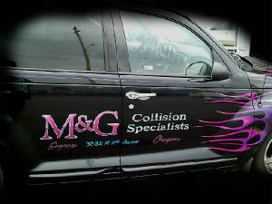 M and G airbrushed PT Cruiser Harlequin Flames