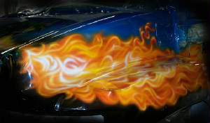 Custom airbrushed flames by Goldnrod