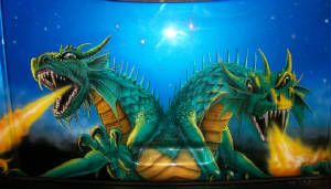 realistic airbrushed Dragon  mural by Goldnrod