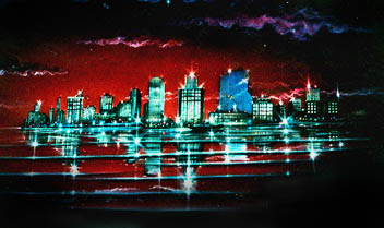 Airbrushed Futuristic City by Goldnrod Graphix