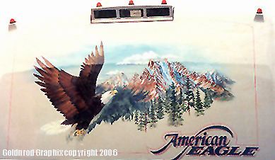 Airbrushed Eagle Coach Mural by Goldnrod Graphix