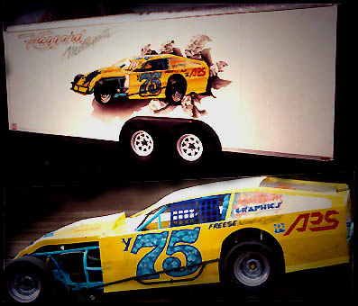 airbrushed racecar and trailer By Goldnrod